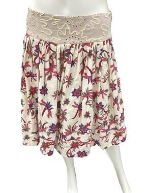 Viola Castellani For Anthropologie Skirt Women’s Size 4 100% Cotton Floral Print